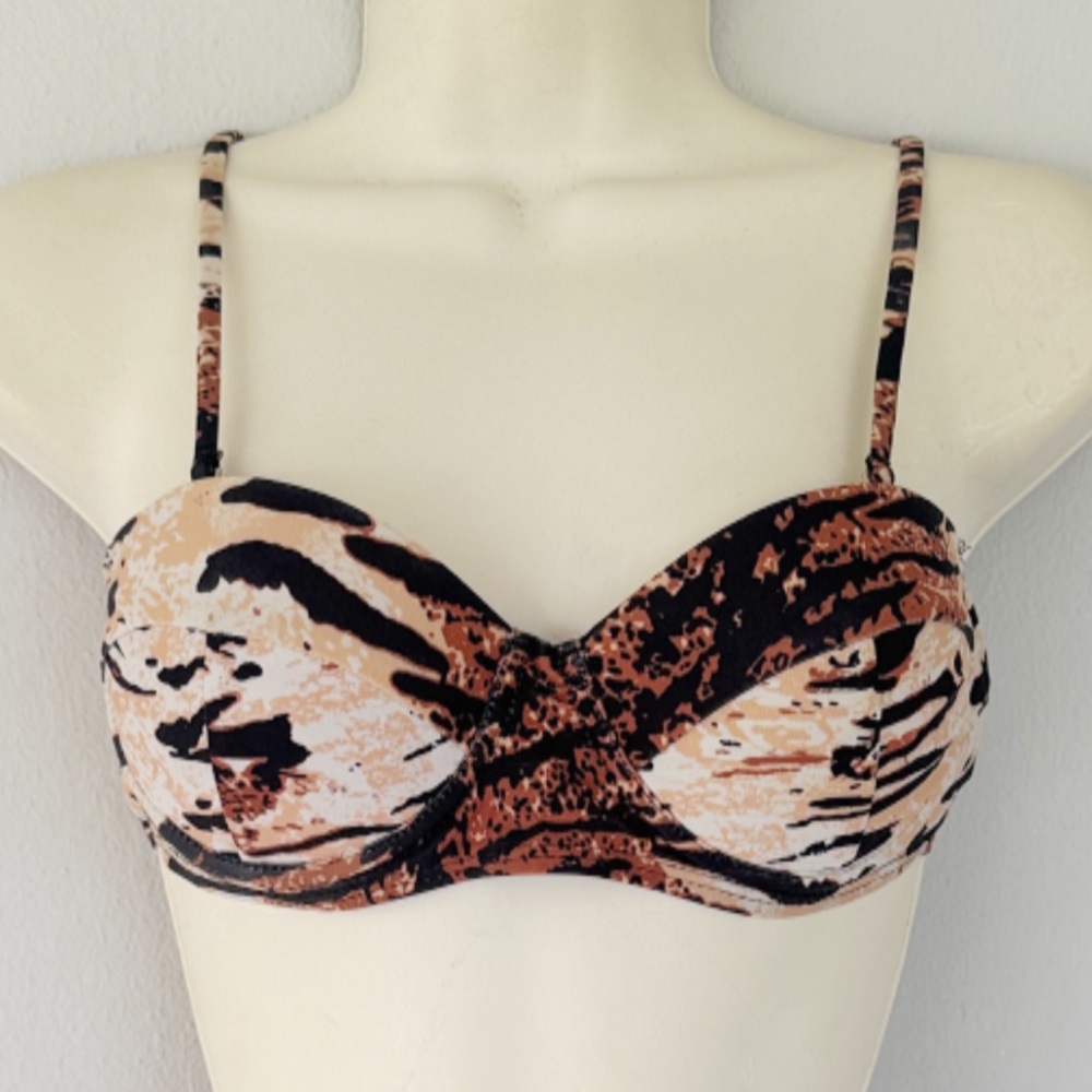 SHEIN brown leopard print corset style bikini top size small